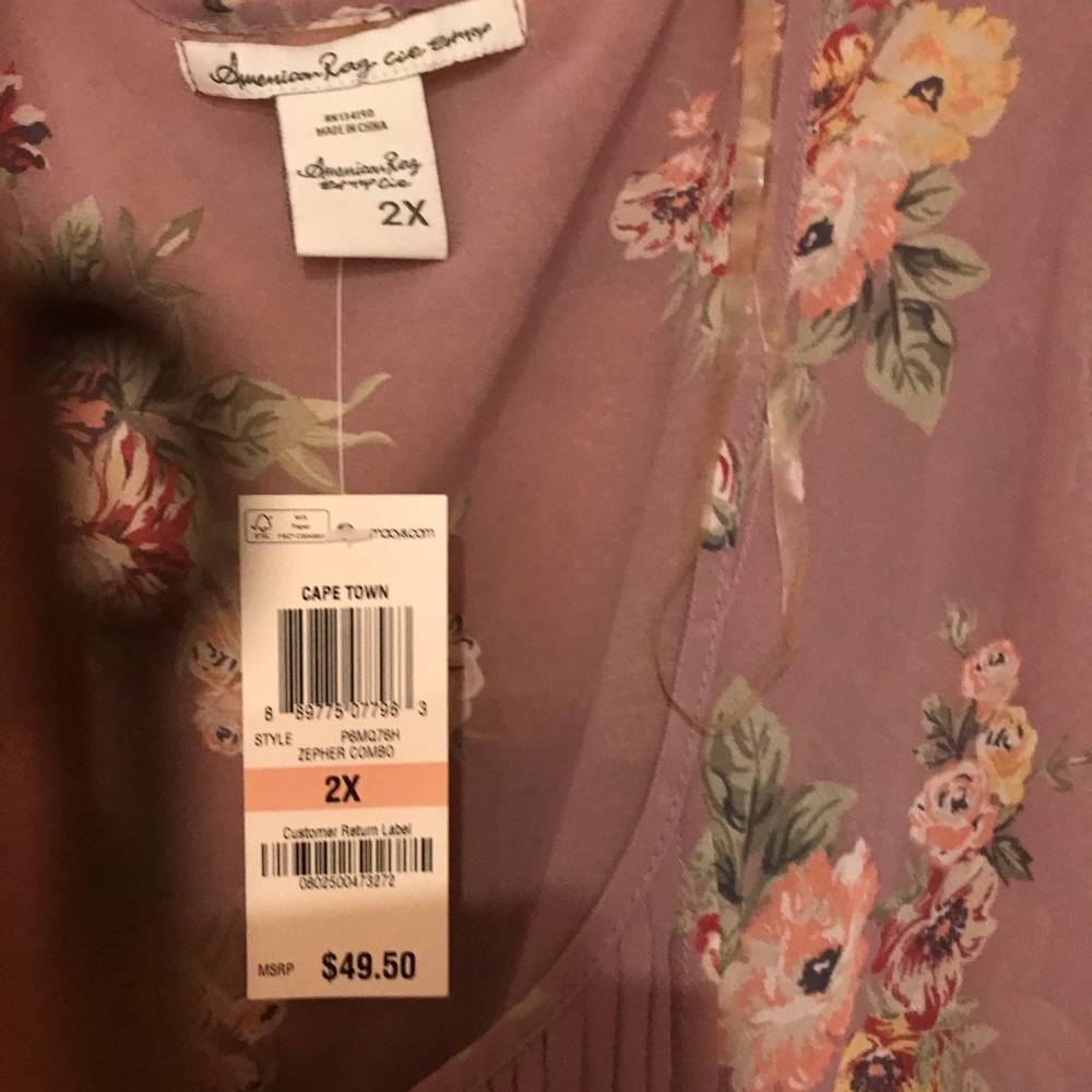 American Rag Lavender Floral blouse - 2X